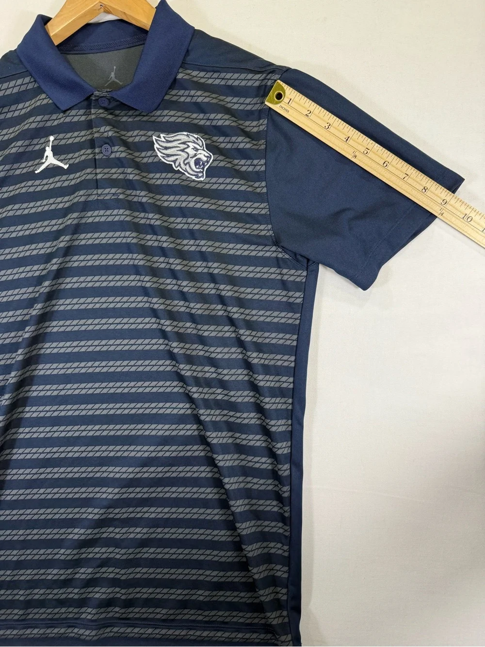 Jordan Men’s Navy & Gray Striped Polo with Team Crest